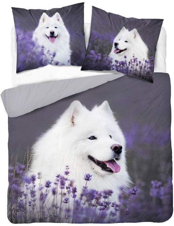 Francouzské povlečení Samojed v Levanduli 220x200, 2x 70x80 cm