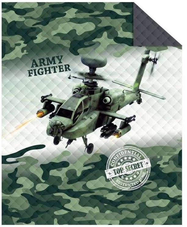 Přehoz na postel Army vrtulník 170x210 cm