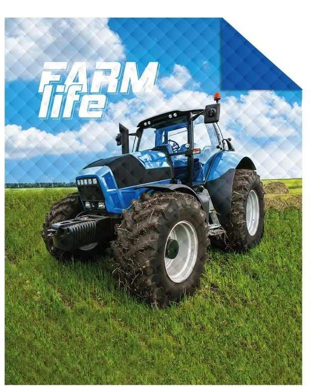 Přehoz na postel Traktor blue farm 170x210 cm
