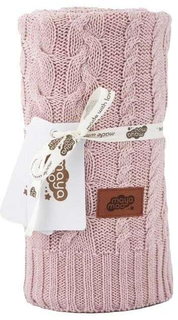 Pletená bavlněná deka do kočárku růžová 80x100 cm