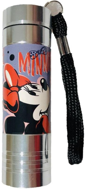 Dětská hliníková LED baterka Minnie stříbrná 9x2,5 cm
