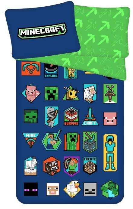 Povlečení Minecraft Badges 140x200, 70x90 cm