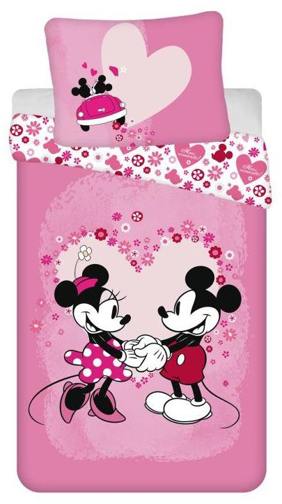 Dětské povlečení Mickey a Minnie Love micro 140x200, 70x90 cm