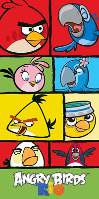 Osuška Angry Birds Rio kostky 70x140 cm