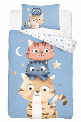 Povlečení do postýlky Kočičky Blue 100x135, 40x60 cm