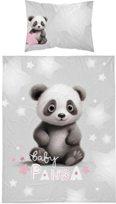 Povlečení do postýlky Baby Panda šedá 100x135, 40x60 cm
