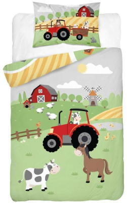 Bambusové povlečení do postýlky Farma červená 100x135 cm