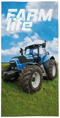 Osuška Traktor blue farm 70x140 cm
