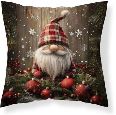 Vánoční povlak na polštářek Trpaslík ozdoby 40x40 cm