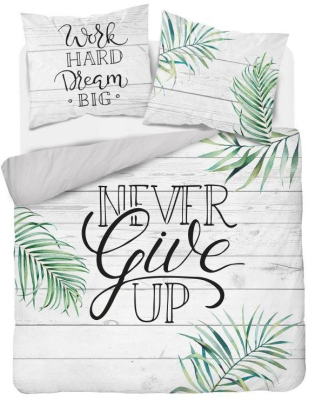 Francouzské povlečení Never Give Up 220x200, 2x 70x80 cm