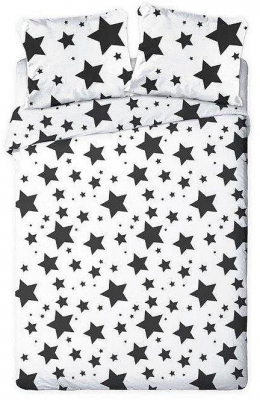 Francouzské povlečení Hvězdy černobílé 220x200, 2x70x80 cm