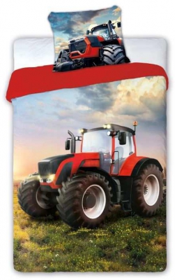 Povlečení Traktor červený 140x200, 70x90 cm