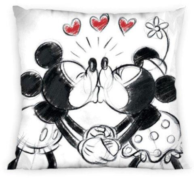 Povlak na polštářek Mickey a Minnie černobílá 40x40 cm