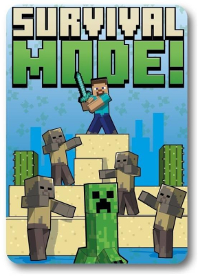 Fleece deka Minecraft Survival mode 100x140 cm