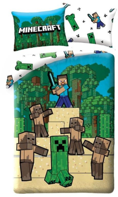 Povlečení Minecraft Creeper a Steve 140x200, 70x90 cm