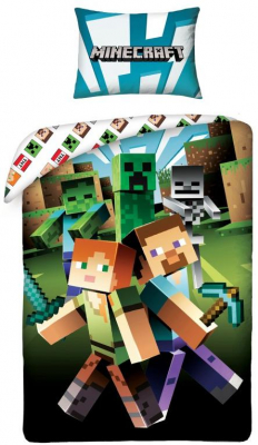 Povlečení Minecraft zombie 140x200, 70x90 cm