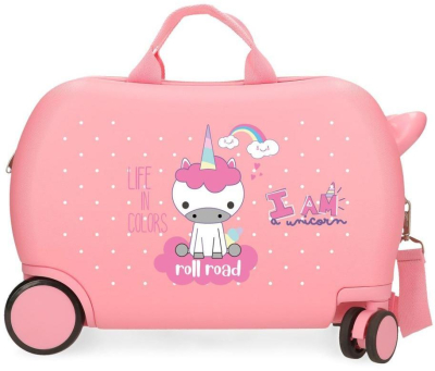 Dětský kufřík na kolečkách Roll Road I am Unicorn coral 45 cm
