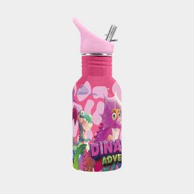 Dětská nerezová láhev Dinaland pink 500 ml