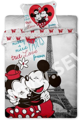 Povlečení Mickey a Minnie v Paříži 140x200 cm