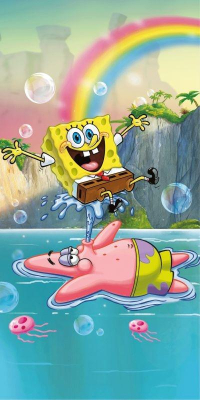 st_151789_jerry_fabrics_osuska_sponge_bob_tropical_duo_bavlna_frote_70_140_cm