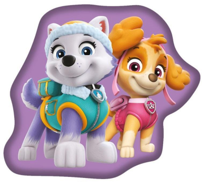 Tvarovaný mikroplyšový polštářek Paw Patrol Purple 27x33 cm